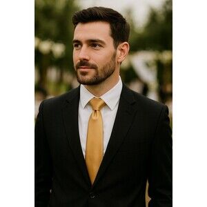 Vintage Gold Satin Tie Wedding, Prom, Formal Handmade Necktie Old Money Elegant